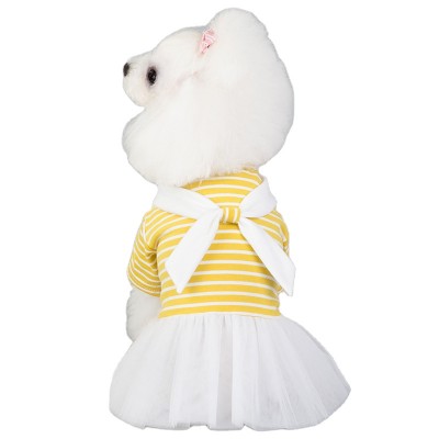 2020 New Breathable Dog Tutus Striped Summer Pet Skirt with Bowknot