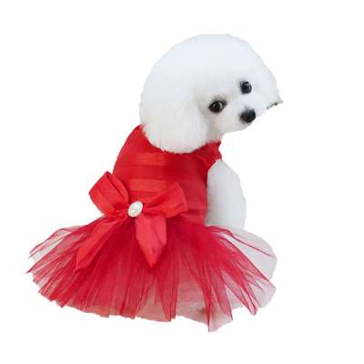 2020 New Polyester Dog Tutus Summer Pet Dress with Bowknot