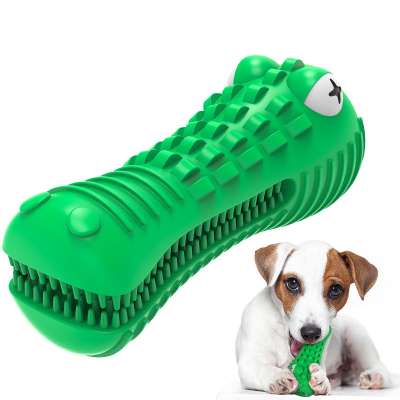 2020 New Rubber Squeaky Crocodile Shape Dog Chew Toy Dog Toothbrush Toy