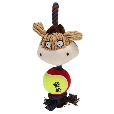 Wholesale Manufacturer Cute animal Squeaky Plush dog toy with Chew Rope  ball