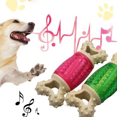 Wholesale Bone Shaped Squeaky Dog Chew Toy Spiky Dog Toothbrush Toy